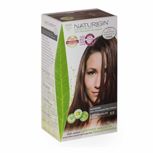 Naturigin / Organik İçerikli Saç Boyası 5.0 Açık Çikolata 60 ml.