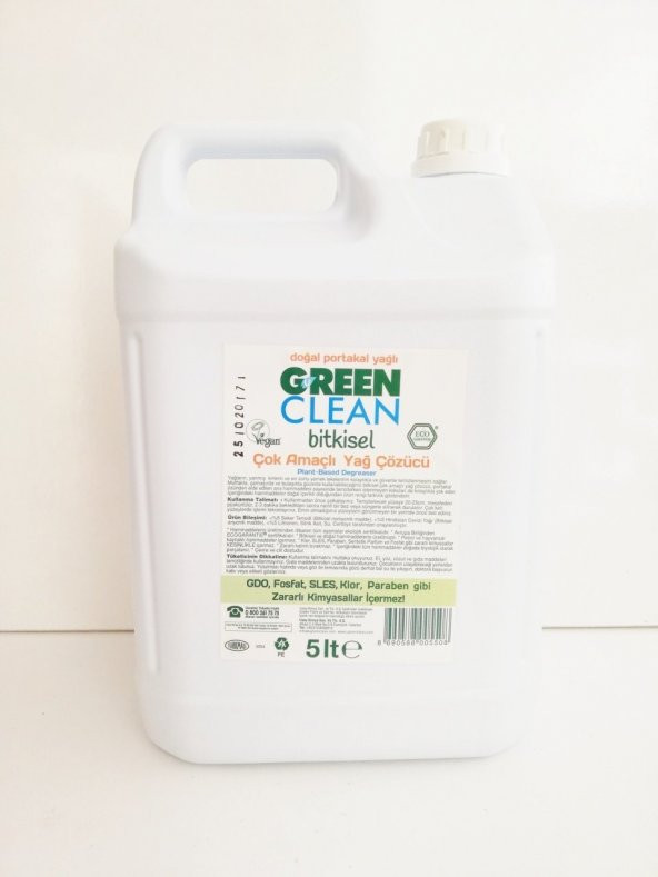 U Green Clean Organik Portakal Yağlı Bitkisel Çok Amaçlı Yağ Çözücü 5lt.