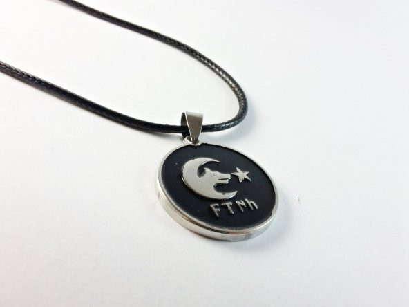 Göktürk Yazılı Ay Yıldız Kurt Motifli Paslanmaz Çelik Bayan Erkek Unisex Kolye
