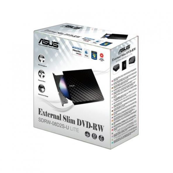 Asus SDRW-08D2S-U Lite USB DvdRw Siyah - EXTERNAL