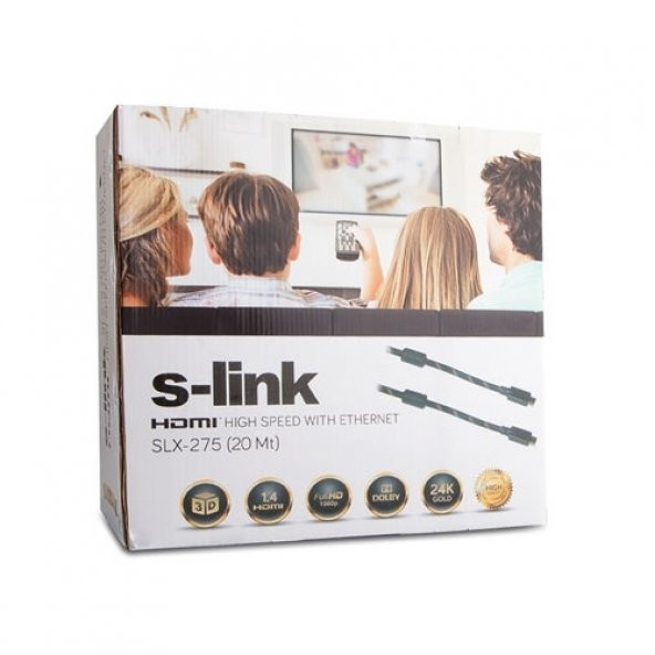 S-link SLX-275 HDMI TO HDMI 20m Altın Uçlu Kablo