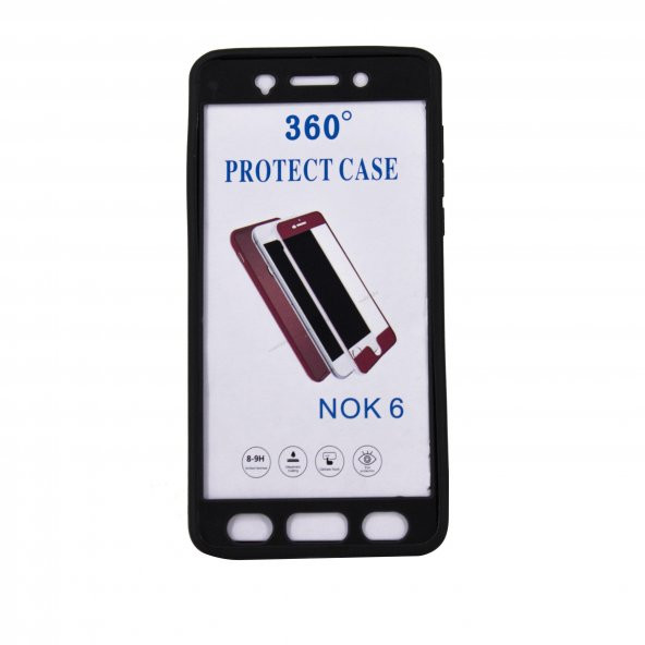 Nokia 6 360 Derece Slim Premium Deri Görünümlü Silikon Kılıf Kırmızı - 2