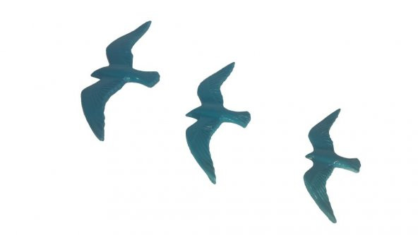 CajuArt Üçlü Uçan Kuş Dekoratif Duvar Süsü Ev Dekor Objesi