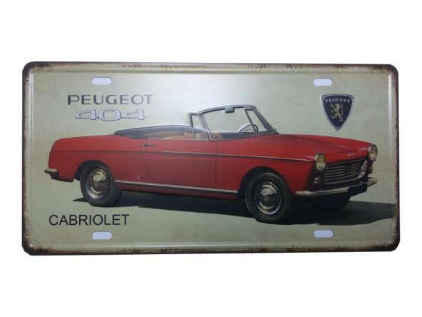 CajuArt Dekoratif Peugeot 404 Nostaljik Metal Plaka 15x30 cm Tablo