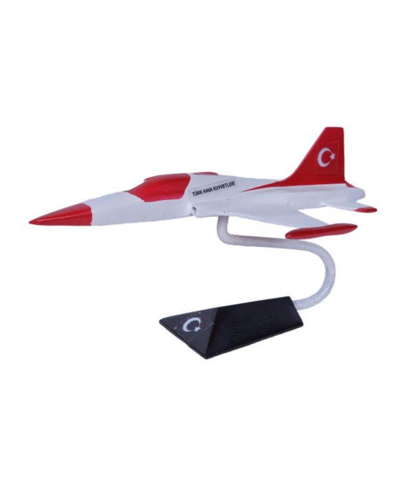 Dekoratif F-5 Uçak Maketi Kırmızı-Beyaz El Yapımı Uçak Modeli