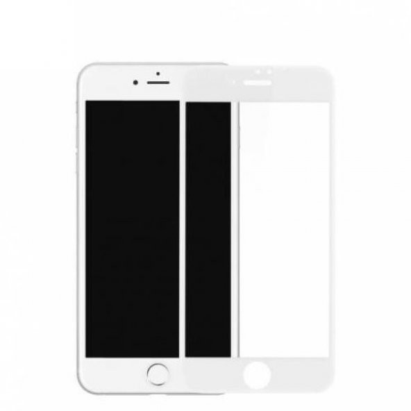 iPhone 6 için 5D Temperli Cam Full Ekran Koruyucu - Beyaz