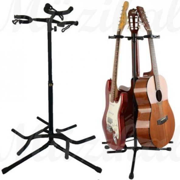 Üçlü Gitar Standı Gitar Stand ST13 3 lü Saz Bağlama Gitar Sehpası