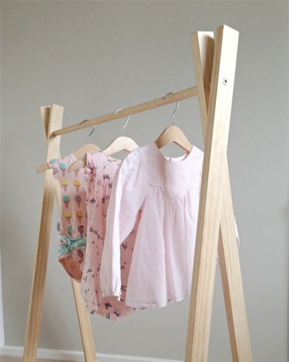 Ceebebek Ahşap Montessori Çocuk Bebek Askı Yatak Çocuk Odası Askılık Kıyafet Elbise Askısı