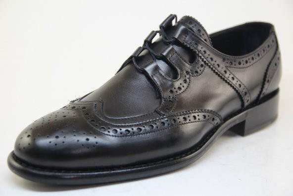 8012 Siyah Antik Deriden Goodyear (Kazuma) dikişli Kösele Ayakkabı - 1