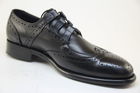 8012 Siyah Antik Deriden Goodyear (Kazuma) dikişli Kösele Ayakkabı - 2
