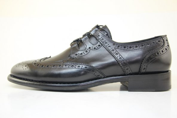 8012 Siyah Antik Deriden Goodyear (Kazuma) dikişli Kösele Ayakkabı - 3