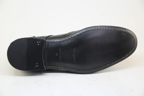 8012 Siyah Antik Deriden Goodyear (Kazuma) dikişli Kösele Ayakkabı - 5