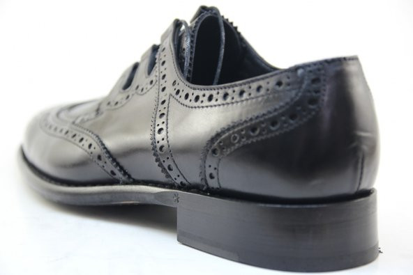 8012 Siyah Antik Deriden Goodyear (Kazuma) dikişli Kösele Ayakkabı - 6
