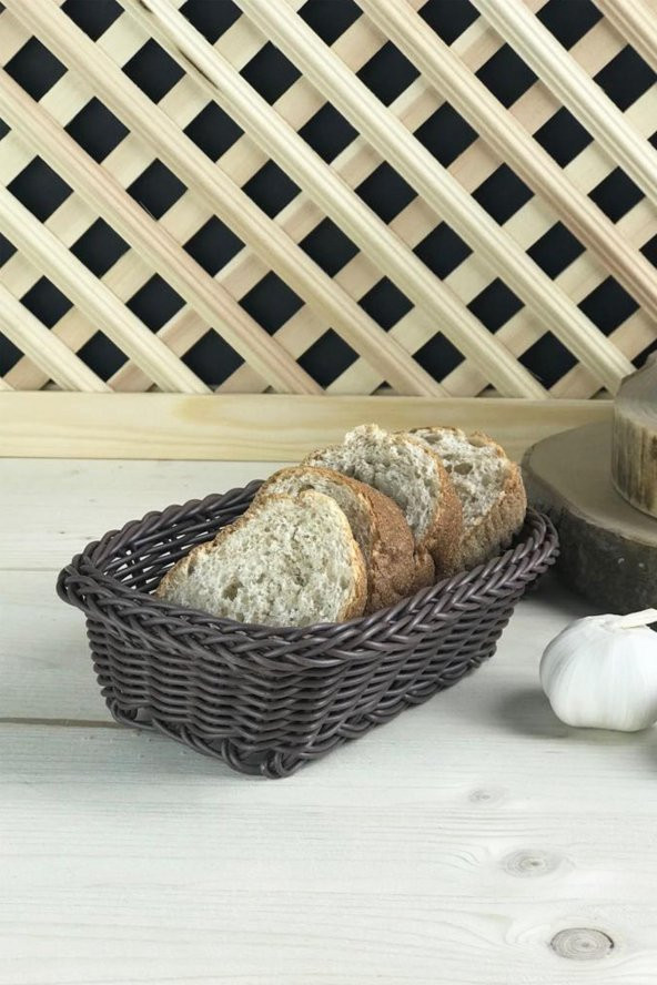 Plastik Örme Dikdörtgen Ekmek Sepeti Küçük