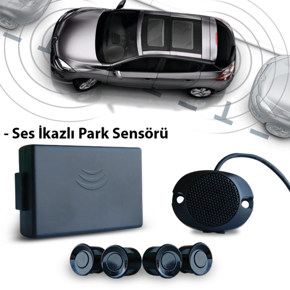 Ses İkazlı Park Sensörü Siyah-Beyaz-Gri