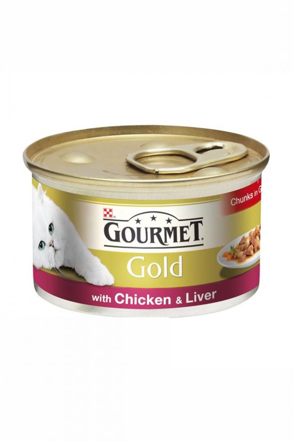 Gourmet Gold Parça Tavuk&Ciğerli Konserve Kedi Maması 24x85 Gr