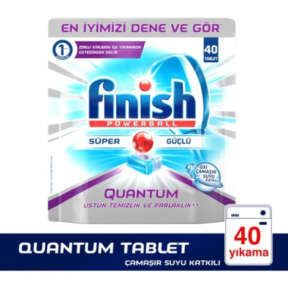 Finish Quantum 40 Tablet Bulaşık Makinesi Deterjanı Çamaşır Suyu Katkılı