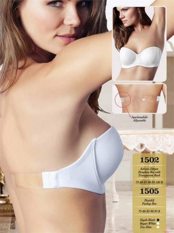 NT1502 Nurteks Arkası Şeffaf Sütyen - Resim 2