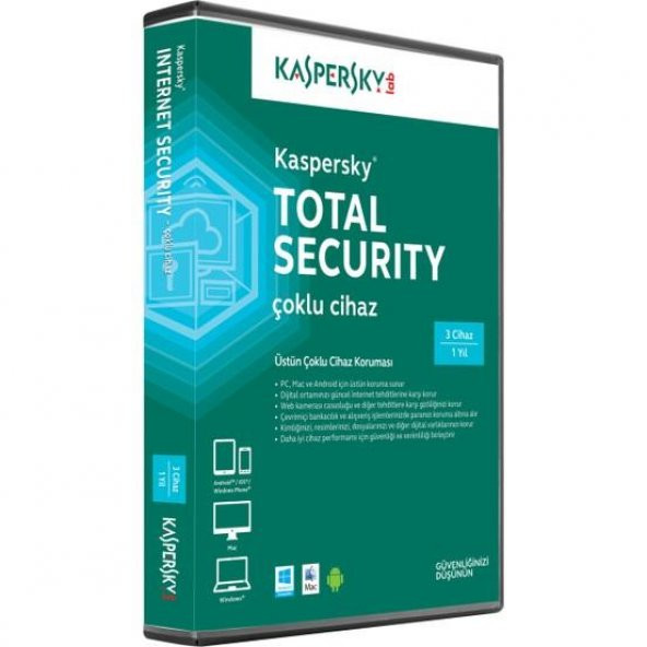 Kaspersky Total Security 2022 Versiyon 3PC/Kullanıcı 1 YIL Türkçe