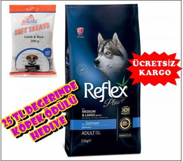 Reflex Plus Somonlu Köpek Maması 15 Kg+ödül hediye