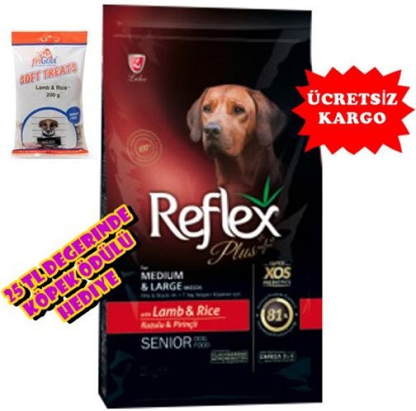 Reflex Plus Senior Kuzu Etli Yaşlı Köpek Maması 15 Kg