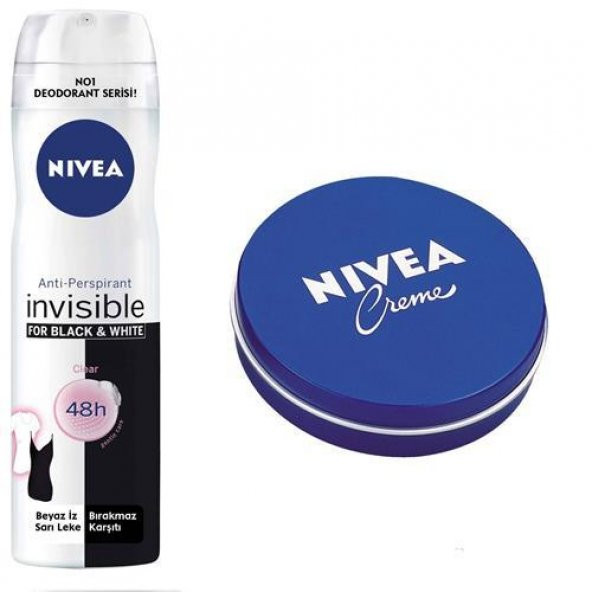 Nivea Invisible BlackWhite Clear Spray Deodorant+Krem 30ml Hediye