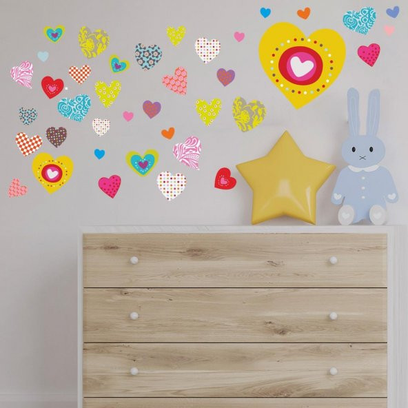 DekorLoft Mutlu Kalpler Çocuk Odası Duvar Sticker CS-300