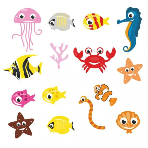 DekorLoft Deniz Hayvanları Çocuk Odası Sticker CS-1519