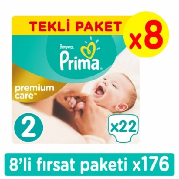 Prima Premium Care Mini Bebek Bezi 2 Beden Fırsat Paketi 176 Adet