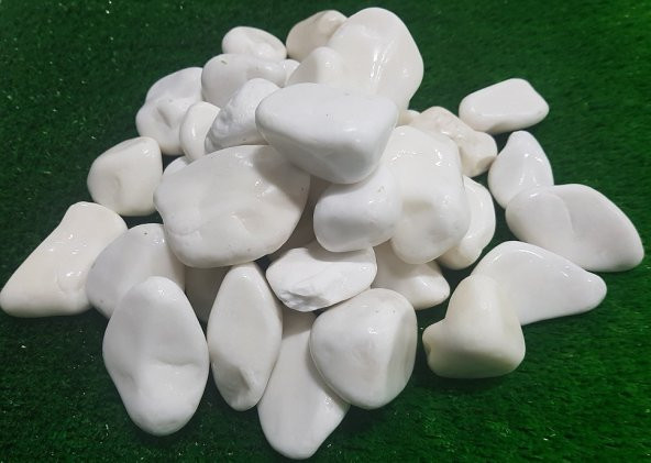 Beyaz Dolomit Taşı 2 kg 2,5-4 cm Beyaz Dolamit Taşı Dekoratif Taş Dere Taşı Çakıl Taşı Dekor Taşı Bahçe Taşı Süs Taş Dekorasyon Taşı - 3