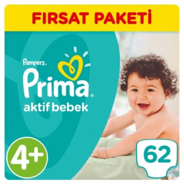 Prima Bebek Bezi Aktif Bebek Fırsat Paketi 4+ Beden 62 Adet