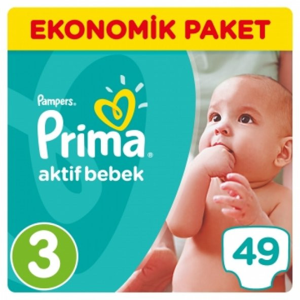 Prima Bebek Bezi Aktif Bebek Ekonomik Paketi 3 Beden 49 Adet