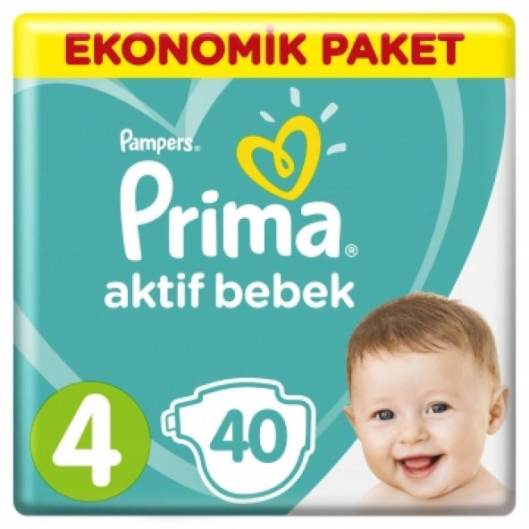 Prima Bebek Bezi Aktif Bebek Ekonomik Paketi 4 Beden 40 Adet
