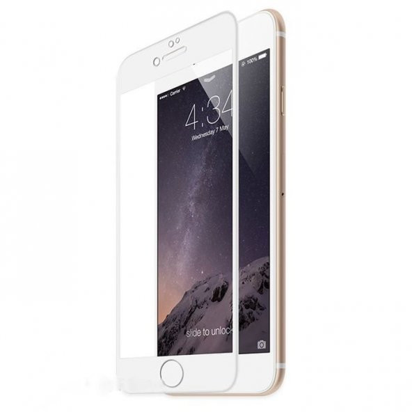 Apple iPhone 7 Plus Beyaz Ekran Koruyucu Kavisli 9H Cam