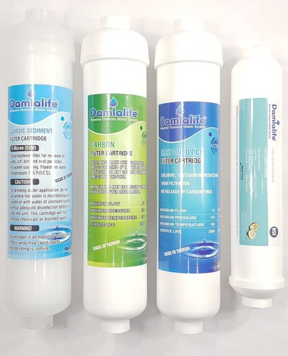 Damlalife 4 Lü Su Arıtma Cihazı Inline Filtre Seti - Resim 3