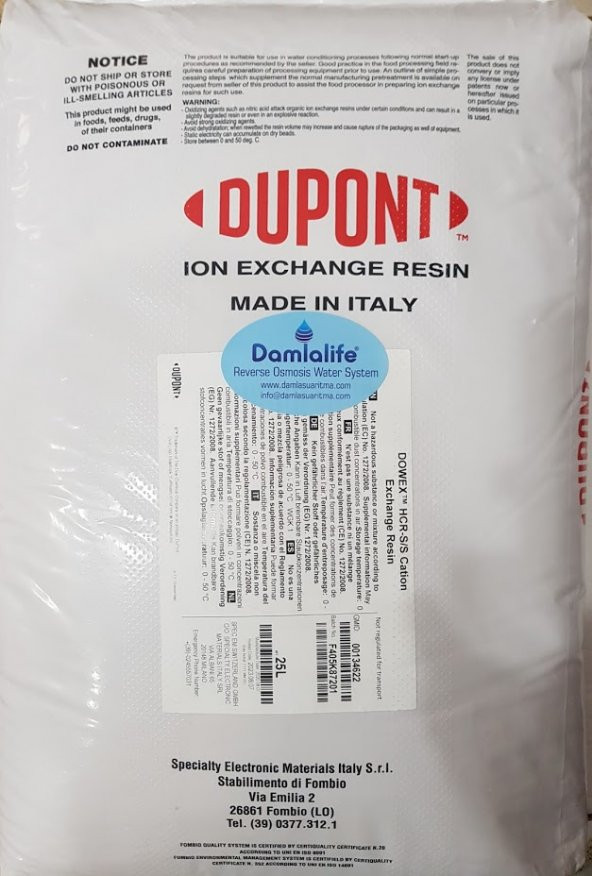 Yeni Dowex Dupont Katyonik İçme Suyu Arıtma Reçinesi 25 Litre - Resim 3