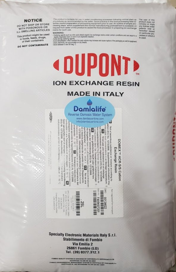 Yeni Dowex Dupont Katyonik İçme Suyu Arıtma Reçinesi 25 Litre - Resim 4