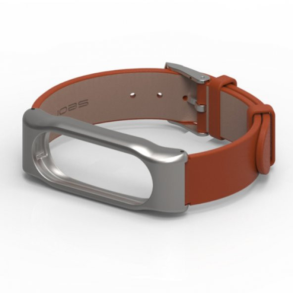 Xiaomi Mi Band 2 Akıllı Bileklik Deri Kordon Kahverengi - 3