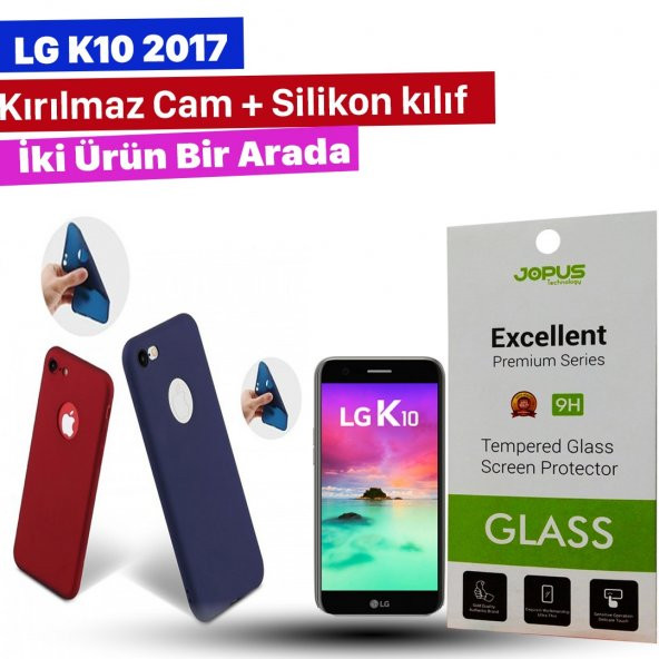 Jopus LG K10 2017 Kılıf + Temperli Kırılmaz Cam Ekran Koruyucu