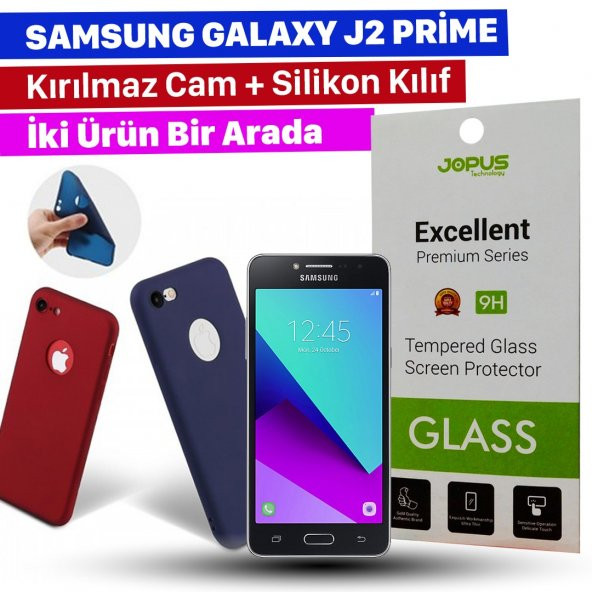 Jopus Samsung J2 Prime Kılıf + Temperli Kırılmaz Cam Ekran Koruyucu