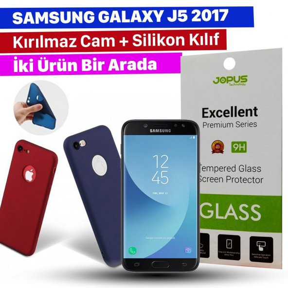Jopus Samsung J5 2017 Kılıf + Temperli Kırılmaz Cam Ekran Koruyucu