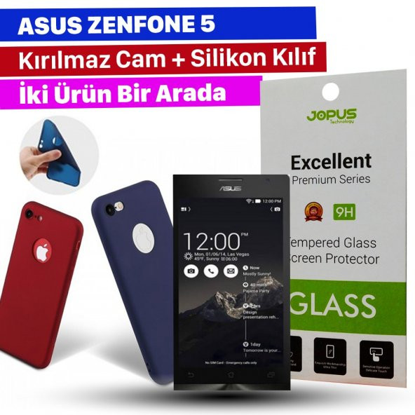 Jopus Asus Zenfone 5 Kılıf + Temperli Kırılmaz Cam Ekran Koruyucu