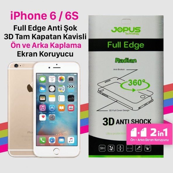 Jopus iPhone 6 6S Ön Arka Full Body 2in1 Tam Kapatan Film Kılıf