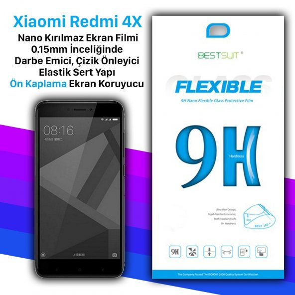 Bestsuit Xiaomi Redmi 4X Nano Kırılmaz Cam Ekran Koruyucu kılıf