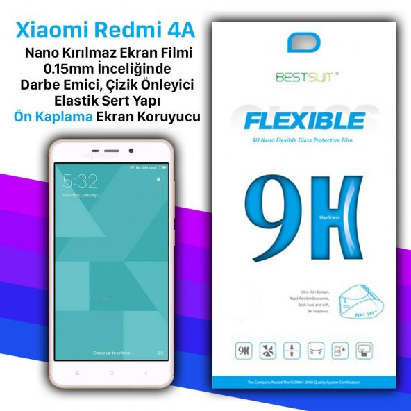 Bestsuit Xiaomi Redmi4A Nano Kırılmaz Cam Ekran Koruyucu kılıf