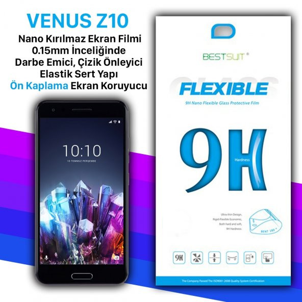 Bestsuit Vestel Venus Z10 Nano Kırılmaz Cam Esnek Ekran Koruyucu