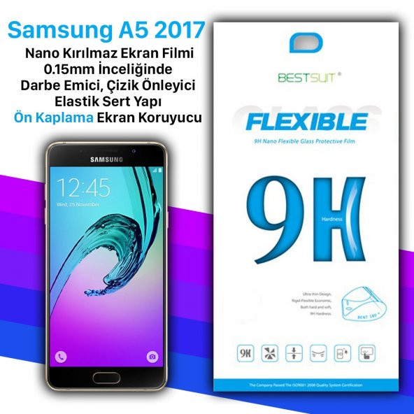 Bestsuit Samsung A5 2017 Nano Kırılmaz Cam Ekran Koruyucu kılıf