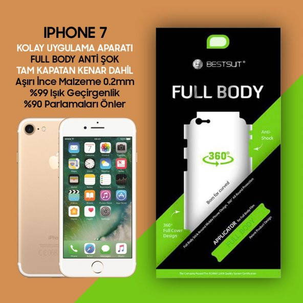 Bestsuit iPhone 7 Ön Arka Full Body 2in1 Tam Kapatan 3D Film