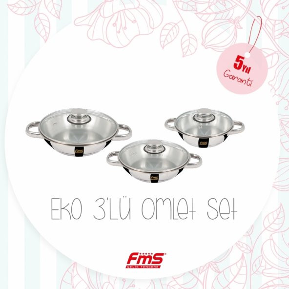 FMS 5016 Eko Çelik Üçlü Omlet Set