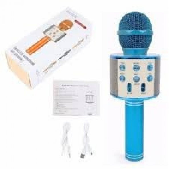 WSTER WS-858 ORJİNAL BLUETOOTH KARAOKE MİKROFON USB-SD KART-RADYO - PEMBE RENGİ - 6